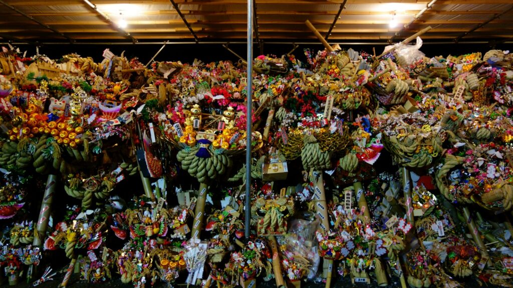 a large amount of flowers and other items for sale